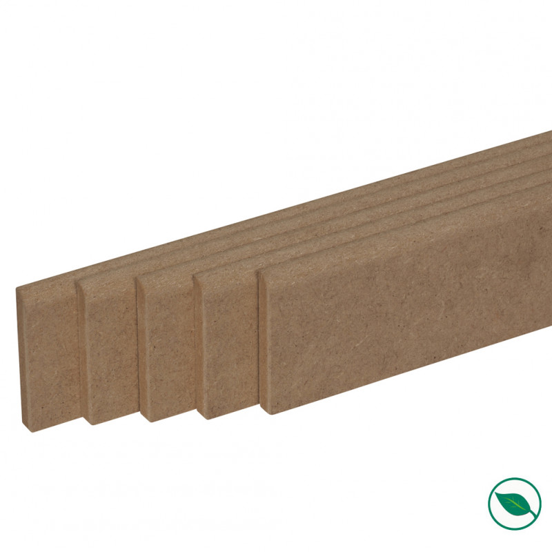 Pack de 5 plinthes bord arrondi MDF brut 2200 x 96 x 9 mm PEFC 70%