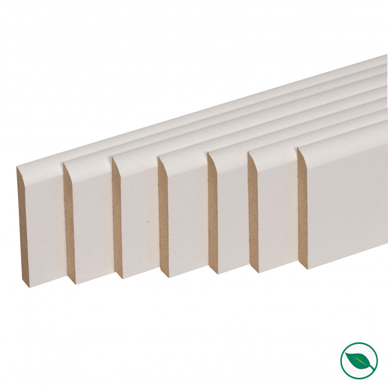 lot de 7 plinthes bord arrondi MDF revêtues blanc 2200 x 50 x 10 mm PEFC 70%