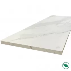 Plan de travail stratifié HPL marbre blanc 3000 x 650 x 38 mm FSC