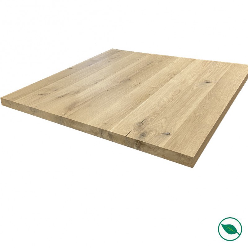 Plateau chêne massif pleines lames 900 x 900 x 40 mm