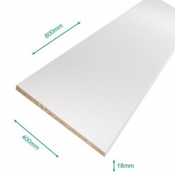 Tablette mélaminé blanc 800 x 400 x 18 mm - PEFC 75% .
