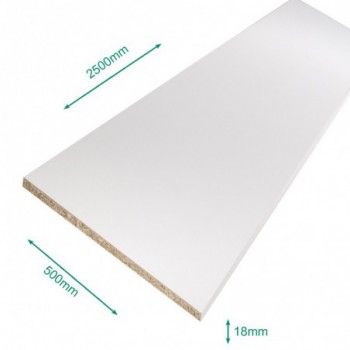 Tablette mélaminé blanc 2500 x 500 x 18 mm - PEFC 75% .