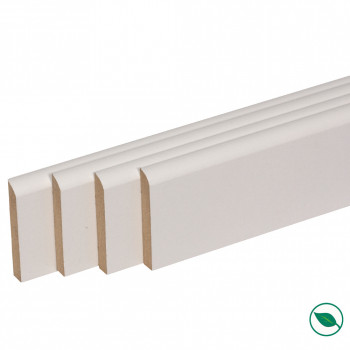 Pack de 4 plinthes bord arrondi MDF revêtues blanc 2400 x 120 x 19 mm PEFC 70%