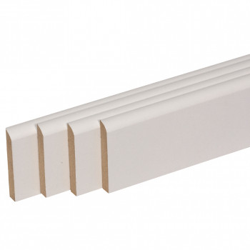 Pack de 4 plinthes bord arrondi MDF revêtues blanc 2400 x 120 x 19 mm PEFC 70%