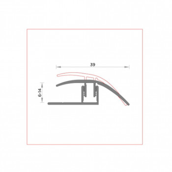 barre de seuil + base différence niveau aluminium coloris (07) brossé Long 90 cm larg 3,9cm Ht 1,4cm