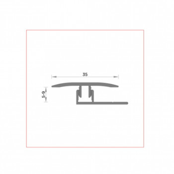 barre de seuil + base joint dilatation aluminium coloris (25) acier Long 90 cm larg 3,5cm Ht 1,4cm