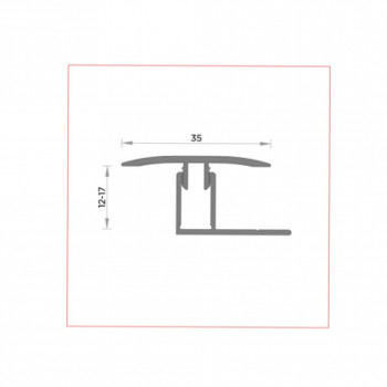 barre de seuil + base joint dilatation aluminium coloris (07) argent Long 90 cm larg 3,5cm Ht 1,7cm