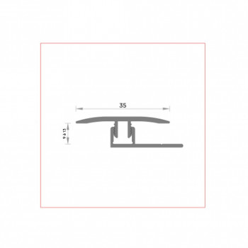 barre de seuil + base joint dilatation aluminium coloris (03) argent Long 90 cm larg 3,5cm Ht 1,4cm