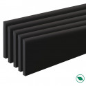 Pack de 5 plinthes bord arrondi MDF Revêtues noir brillant 2200 x 68 x 9 mm PEFC 70%